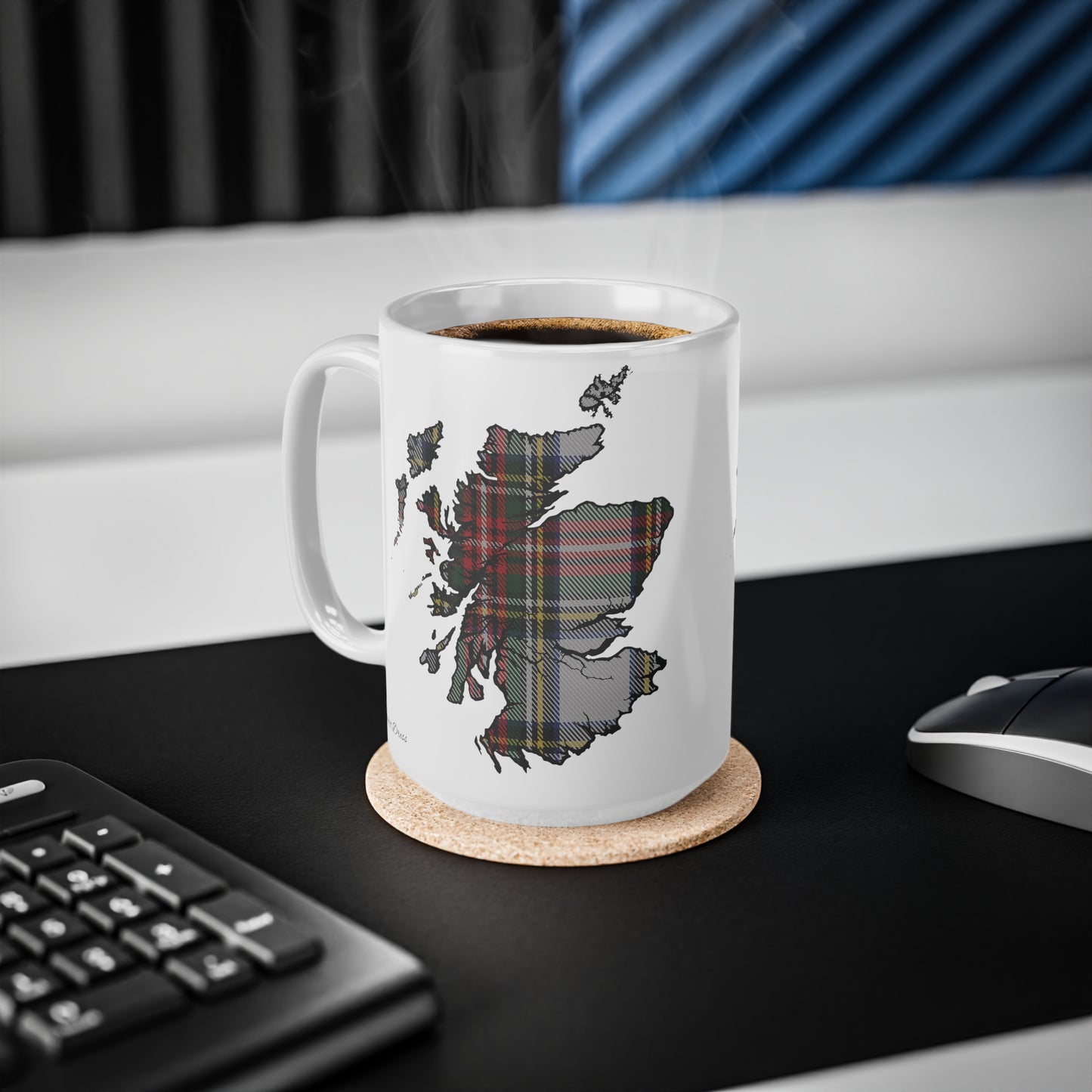 Stewart Dress Tartan Scotland Map Mug, Coffee Cup, Tea Cup, Scotland, White