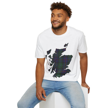 Scotland Tartan Map Softstyle Unisex T-Shirt, Argyle Tartan, Various Colours