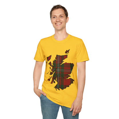 Scotland Tartan Map Softstyle Unisex T-Shirt, MacGregor Tartan, Various Colours