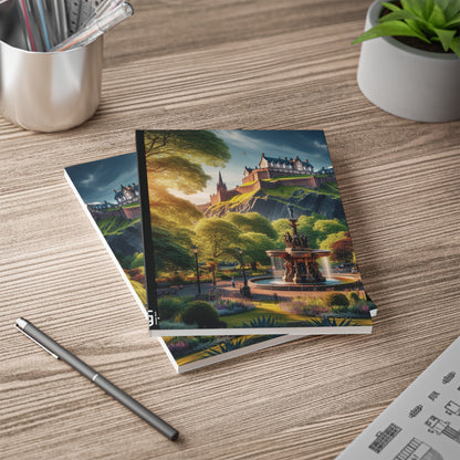 Ross Fountain & Edinburgh Castle Art Softcover Notebook, A5