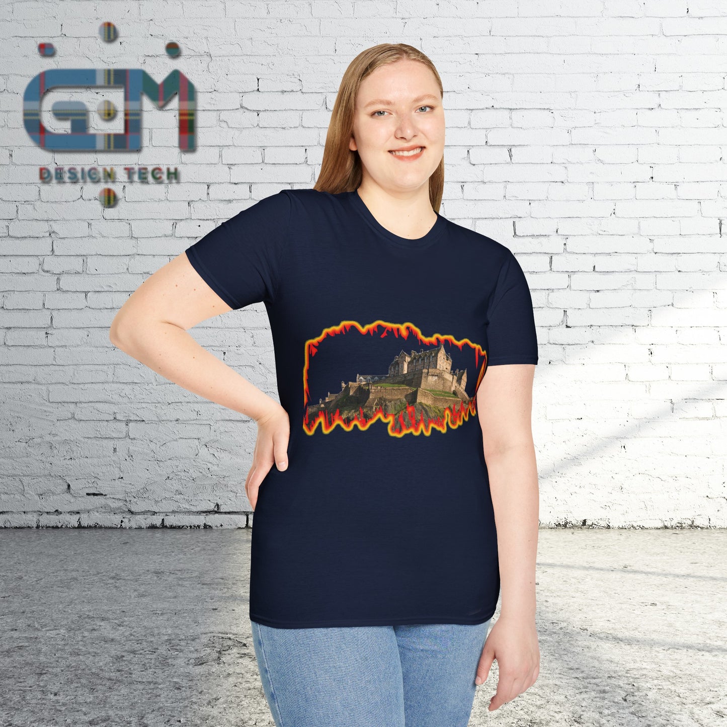 Edinburgh Castle Photo Fire Effect Unisex T-Shirt