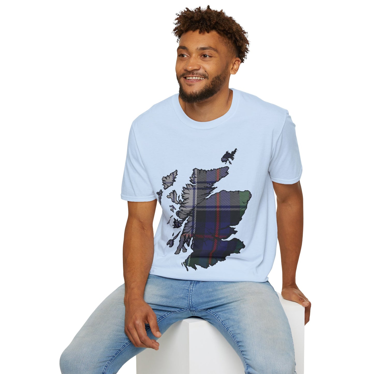 Scotland Tartan Map Softstyle Unisex T-Shirt, Argyle Dress Tartan, Various Colours