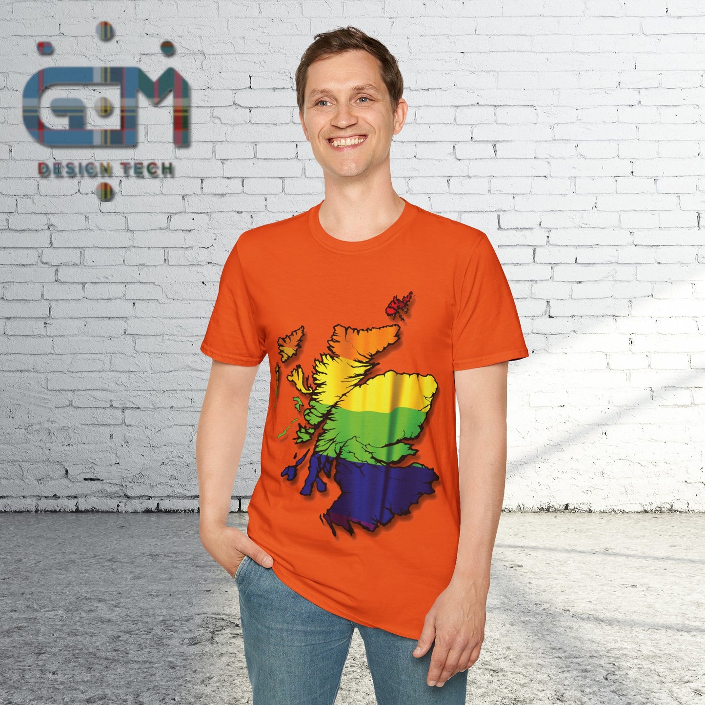 Pride Flag Scotland Map Unisex T-Shirt, Various Colours