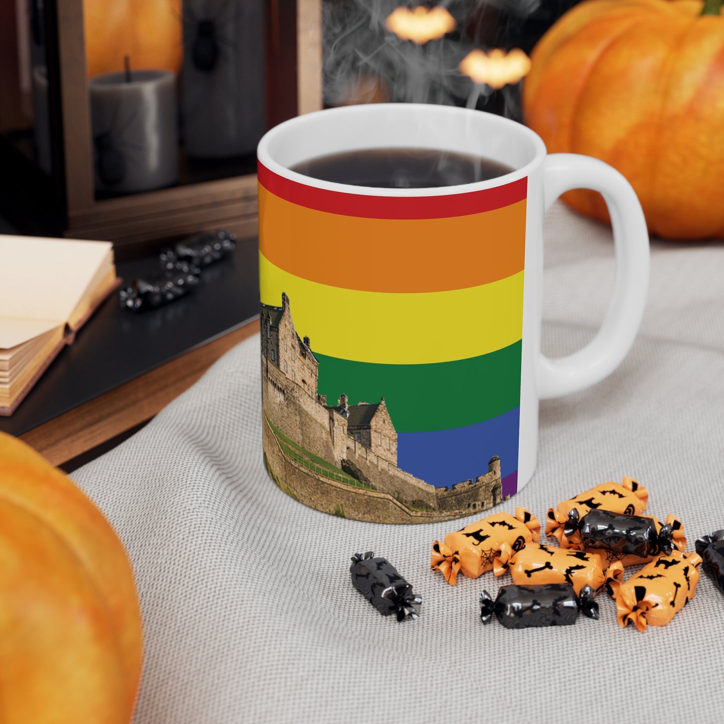 Edinburgh Castle Pride Progress Sky Photo Mug, White