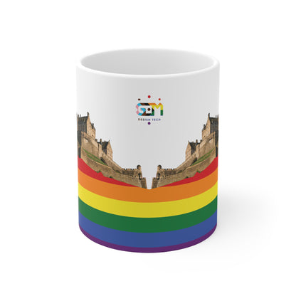 Pride Progress Rock Edinburgh Castle Photo Mug, White