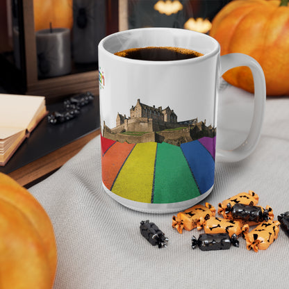 Pride Road Rock Edinburgh Castle Photo Mug, White