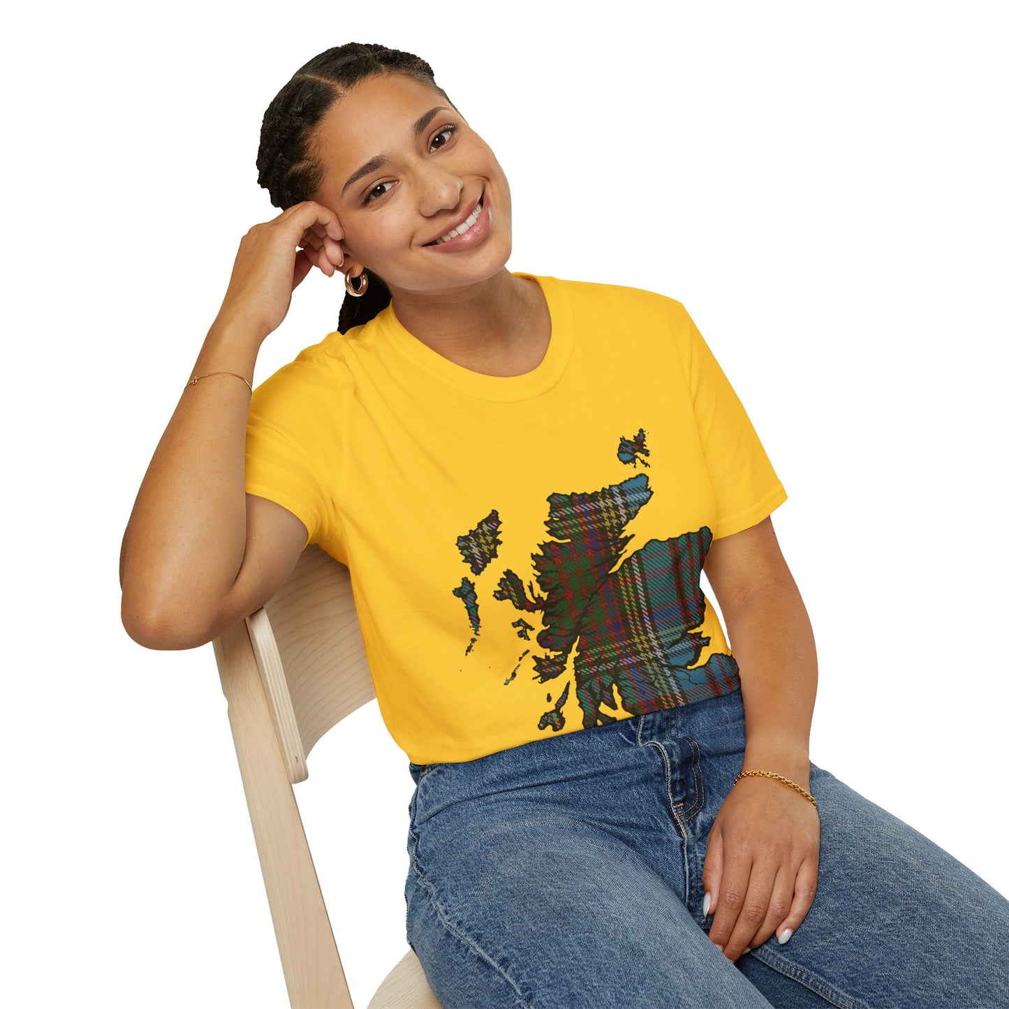 Scotland Tartan Map Softstyle Unisex T-Shirt, Anderson Tartan, Various Colours