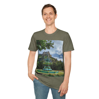 Ross Fountain & Edinburgh Castle Photo Softstyle T-Shirt, Unisex Tee, Various Colours