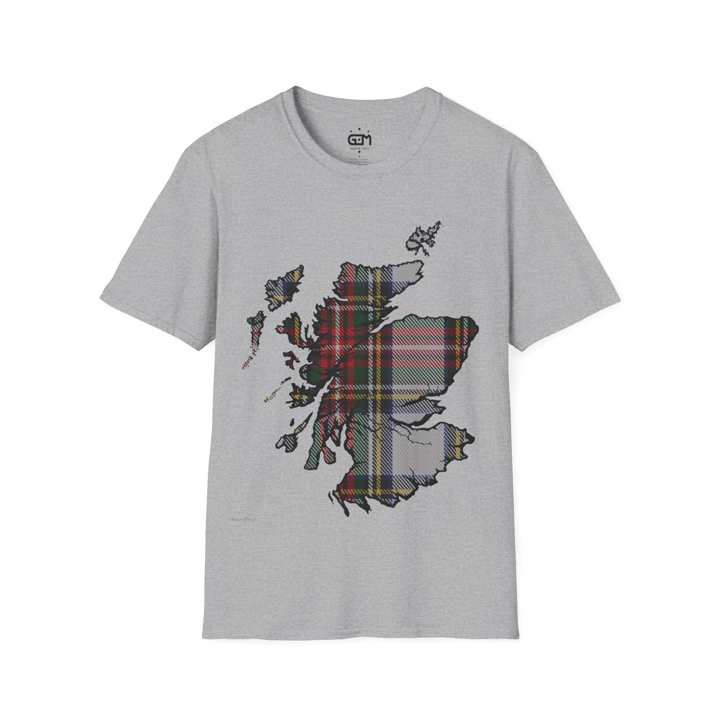 Scotland Tartan Map Softstyle Unisex T-Shirt, Stewart Dress Tartan, Various Colours