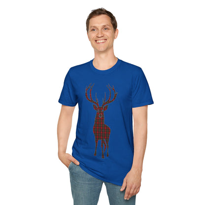 Tartan Stag Softstyle T-Shirt - MacGregor Tartan, Unisex Tee, Scottish Scenery, Various Colours