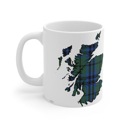 Keith Tartan Scotland Map Mug, Coffee Cup, Tea Cup, Scotland, White