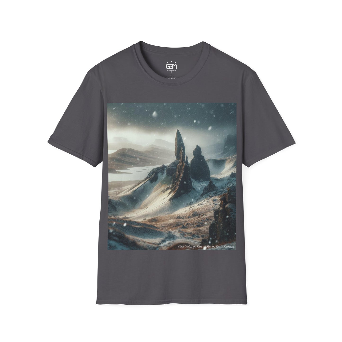 Old Man of Storr Winter Softstyle T-Shirt, Unisex Tee, Scotland Shirt, Scottish Landmark, Nature, Scenery, Various Colours