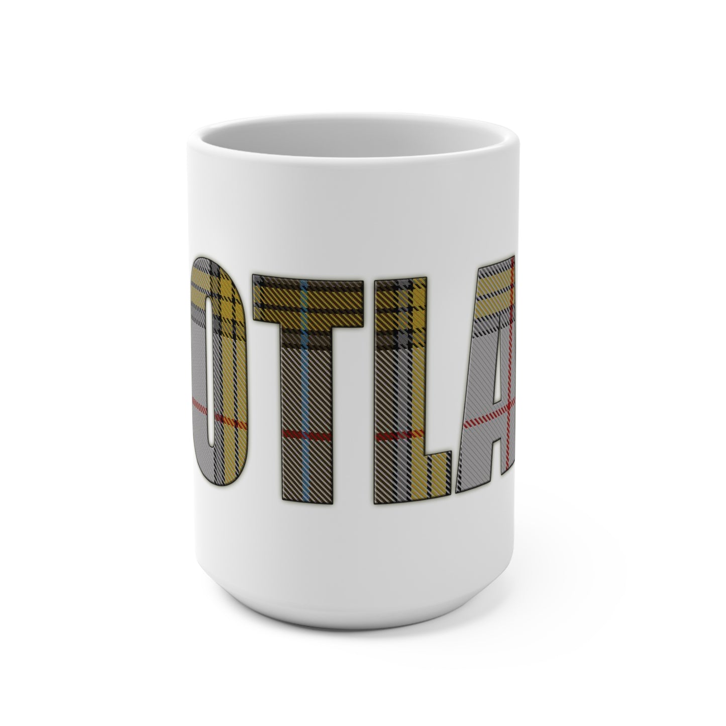 Scotland Lettering Tartan Mug 15oz, Buchanan Tartan