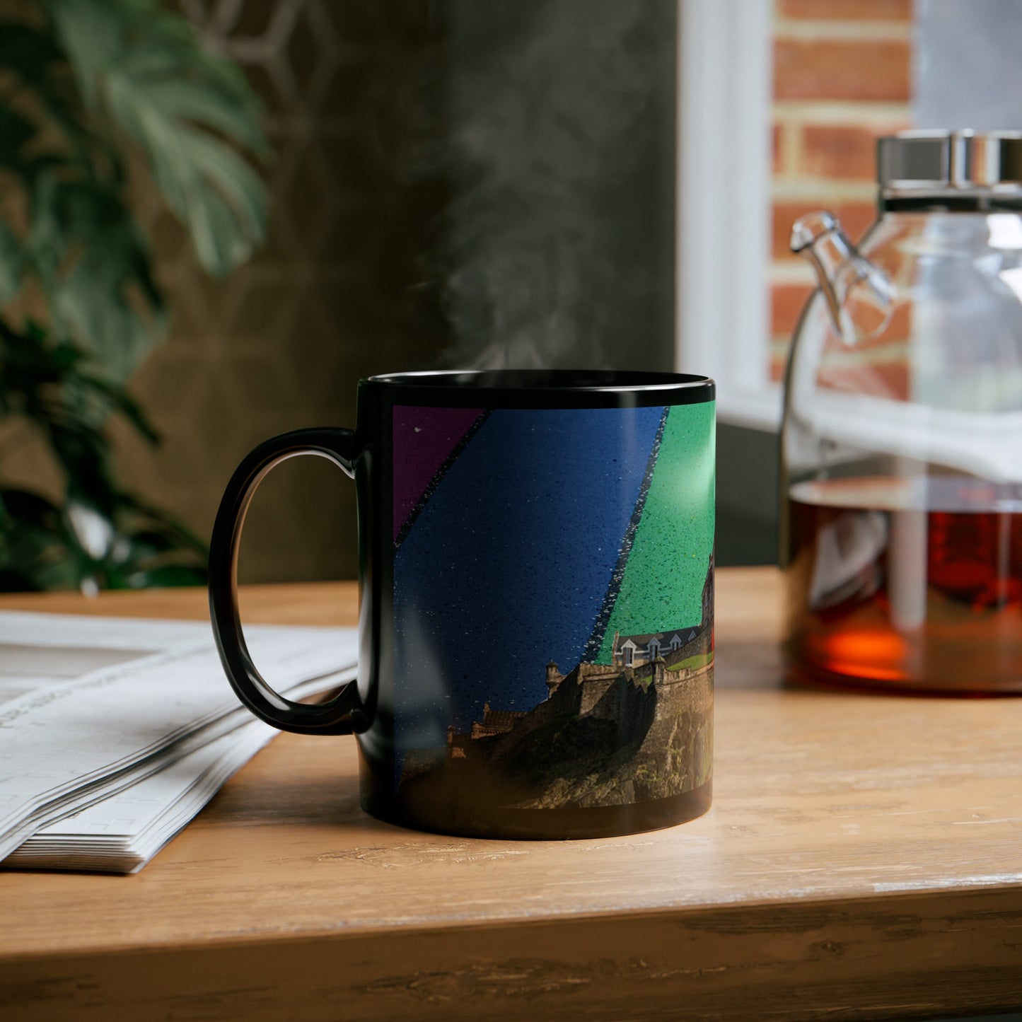 Edinburgh Castle Pride Road Sky Photo Mug, Black