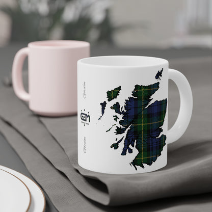 Scotland Tartan Map Mug - Gordon Tartan, Various Sizes