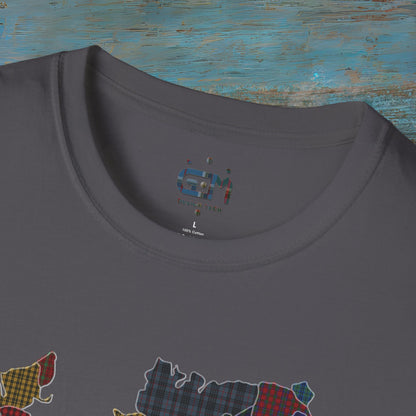 Scotland Tartan Clan Map Softstyle T-Shirt, Unisex Tee, Scotland Shirt, Various Colours