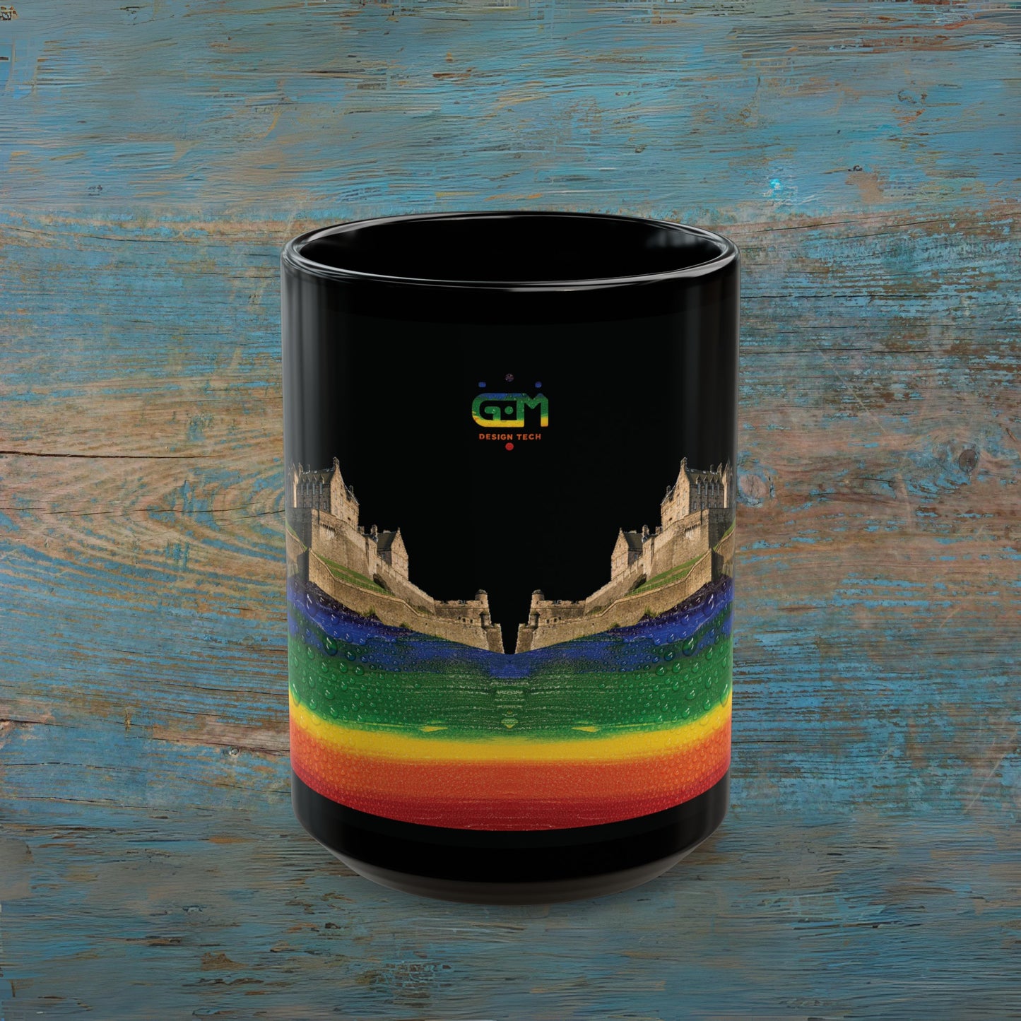 Pride Rain Rock Edinburgh Castle Photo Mug, Black