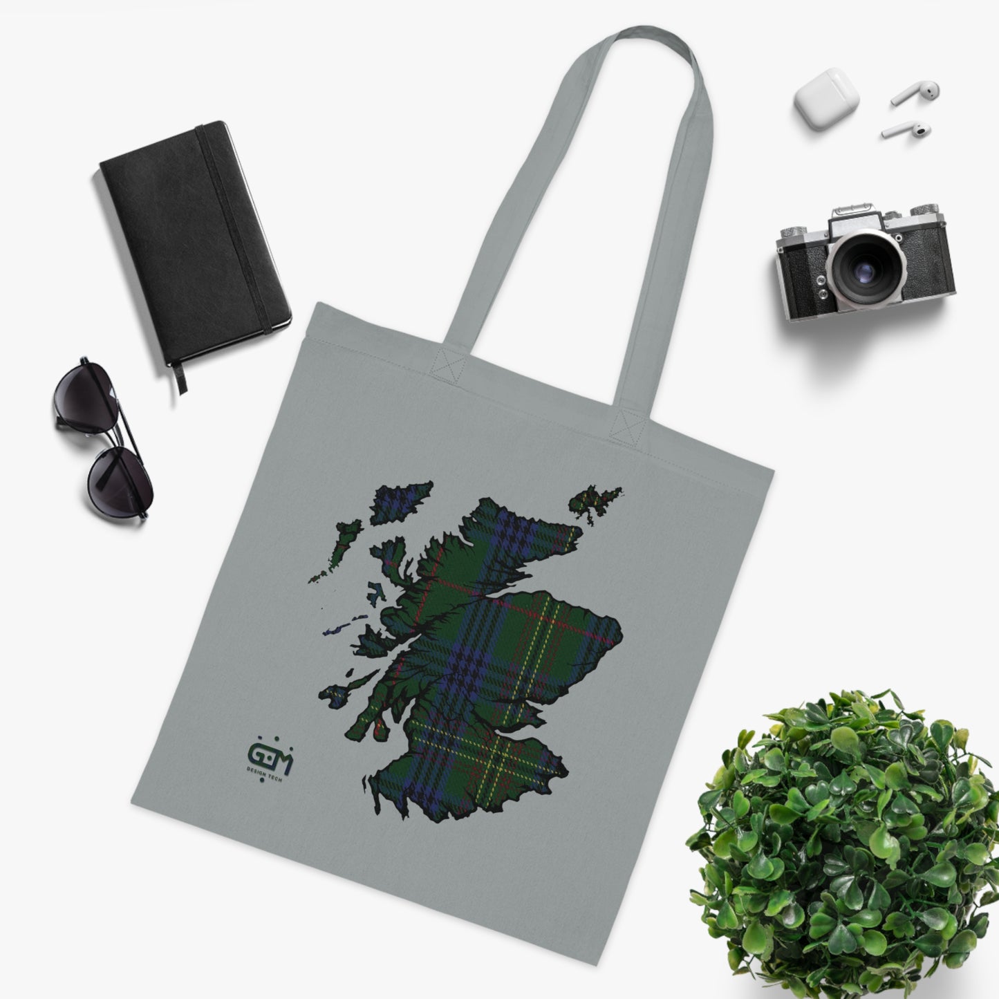 Reversible Scotland Tartan Map Cotton Tote Bag - Kennedy Tartan