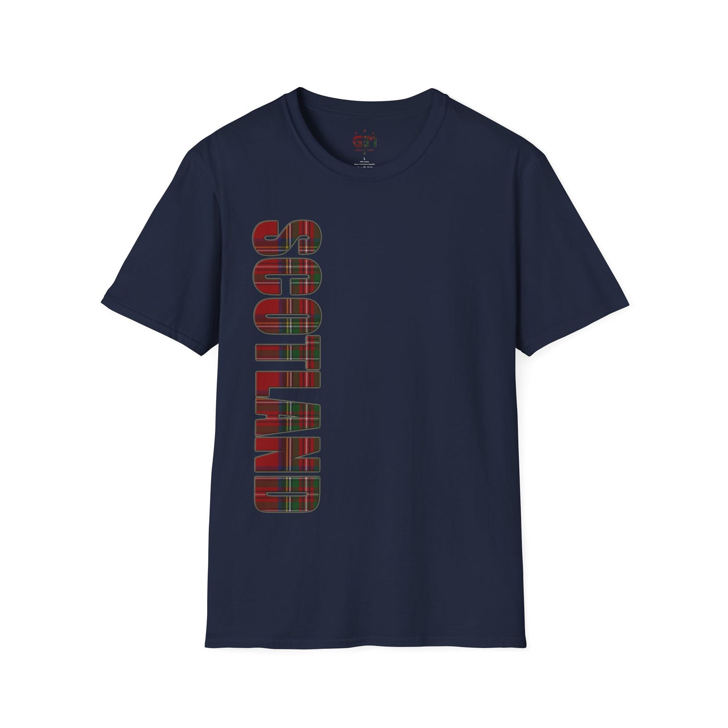 Scotland Lettering Tartan Softstyle Unisex T-Shirt, Stewart Royal Tartan Tee