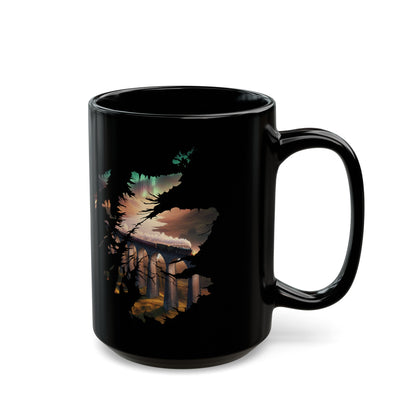 Glenfinnan Viaduct Scotland Map Mug, Coffee Cup, Tea Cup, Scottish Art, Scottish Landmarks, Scottish Nature, Black