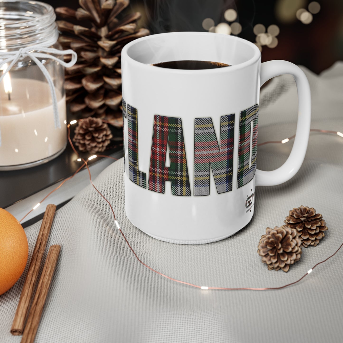 Scotland Tartan Mug - Stewart Dress, Coffee Cup, Tea Cup, Scotland, White