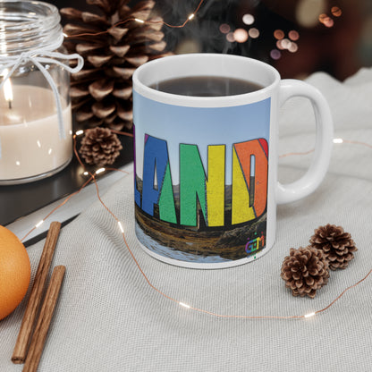 Scotland Lettering Pride Road Photo Mug, White