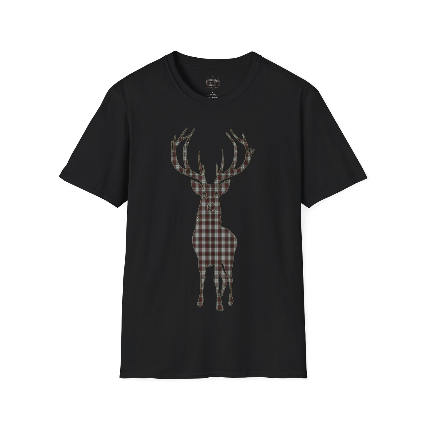 Tartan Stag Softstyle T-Shirt - Fraser Tartan, Unisex Tee, Scottish Scenery, Various Colours