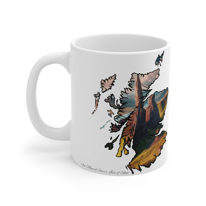 Old Man of Storr Isle of Skye Scotland Map Mug, Coffee Cup, Tea Cup, Scottish Art, Scottish Landmark, Scenery, Nature, White