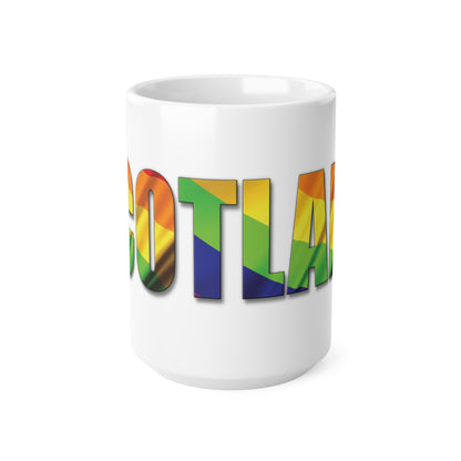 Scotland Lettering Pride Flag Mug, White