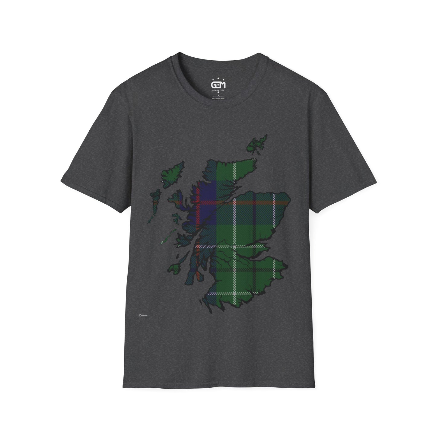 Scotland Tartan Map Softstyle Unisex T-Shirt, Duncan Tartan, Various Colours