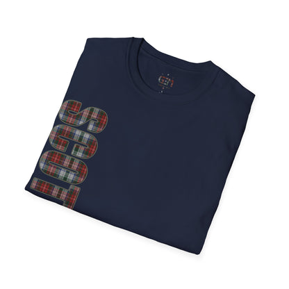 Scotland Lettering Stewart Tartan Softstyle T-Shirt, Unisex Tee, Various Colours