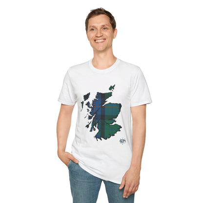 Tartan Scotland Map Softstyle T-Shirt unisexe - Fleur d’Écosse Tartan Tee 