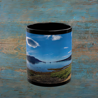 Holy Isle from Arran Photo Mug, Black