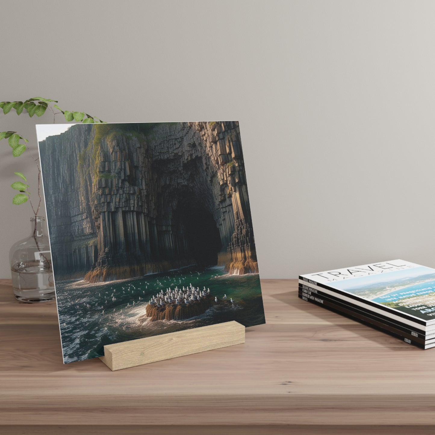 Scenic Collection Gallery Stand Fingal's Cave, Oak Picture Stand, Scotland Art, Scenery, Landmarks, Various Sizes