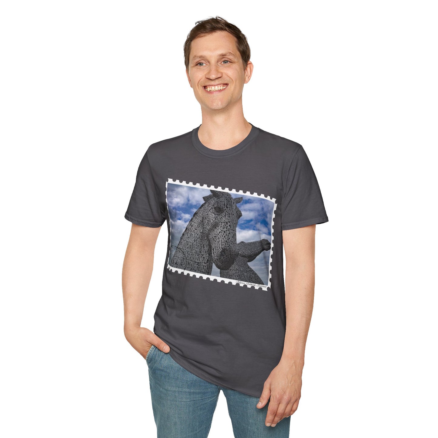 Postcard Kelpies Photo Softstyle T-Shirt, Unisex Tee, Scotland Shirt, Various Colours