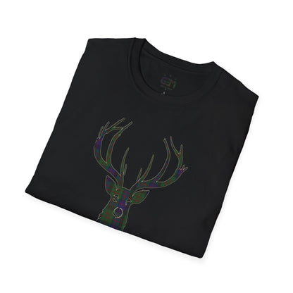 Tartan Stag Softstyle T-Shirt - MacDonald Tartan, Unisex Tee, Scottish Scenery, Various Colours