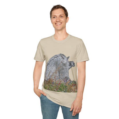 Kelpies with Meadow No Sky Photo Softstyle T-Shirt, Unisex Tee, Scottish Landmarks, Various Colours