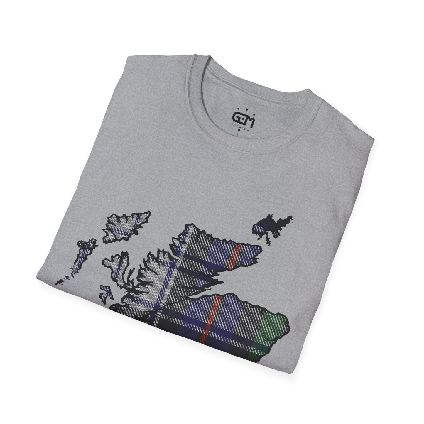 Scotland Tartan Map Softstyle Unisex T-Shirt, Argyle Dress Tartan, Various Colours