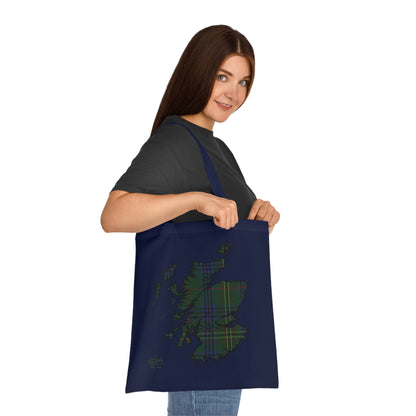 Reversible Scotland Tartan Map Cotton Tote Bag - Kennedy Tartan