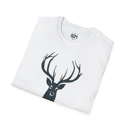 Tartan Stag Softstyle T-Shirt - Miller Tartan, Unisex Tee, Scottish Scenery, Various Colours