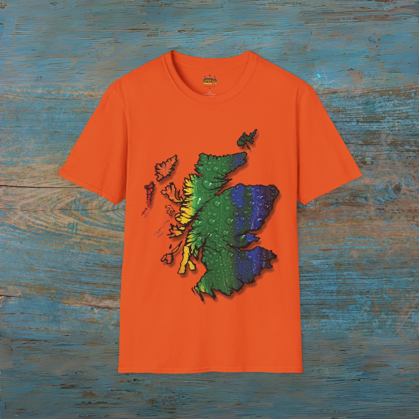 Pride Rain Scotland Map T-shirt unisexe, différentes couleurs