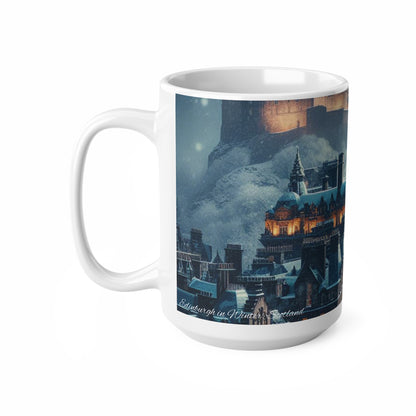 Edinburgh in Winter Mug, Coffee Cup, Tea Cup, Scottish Art, Scottish Landmarks, Scottish Nature, White