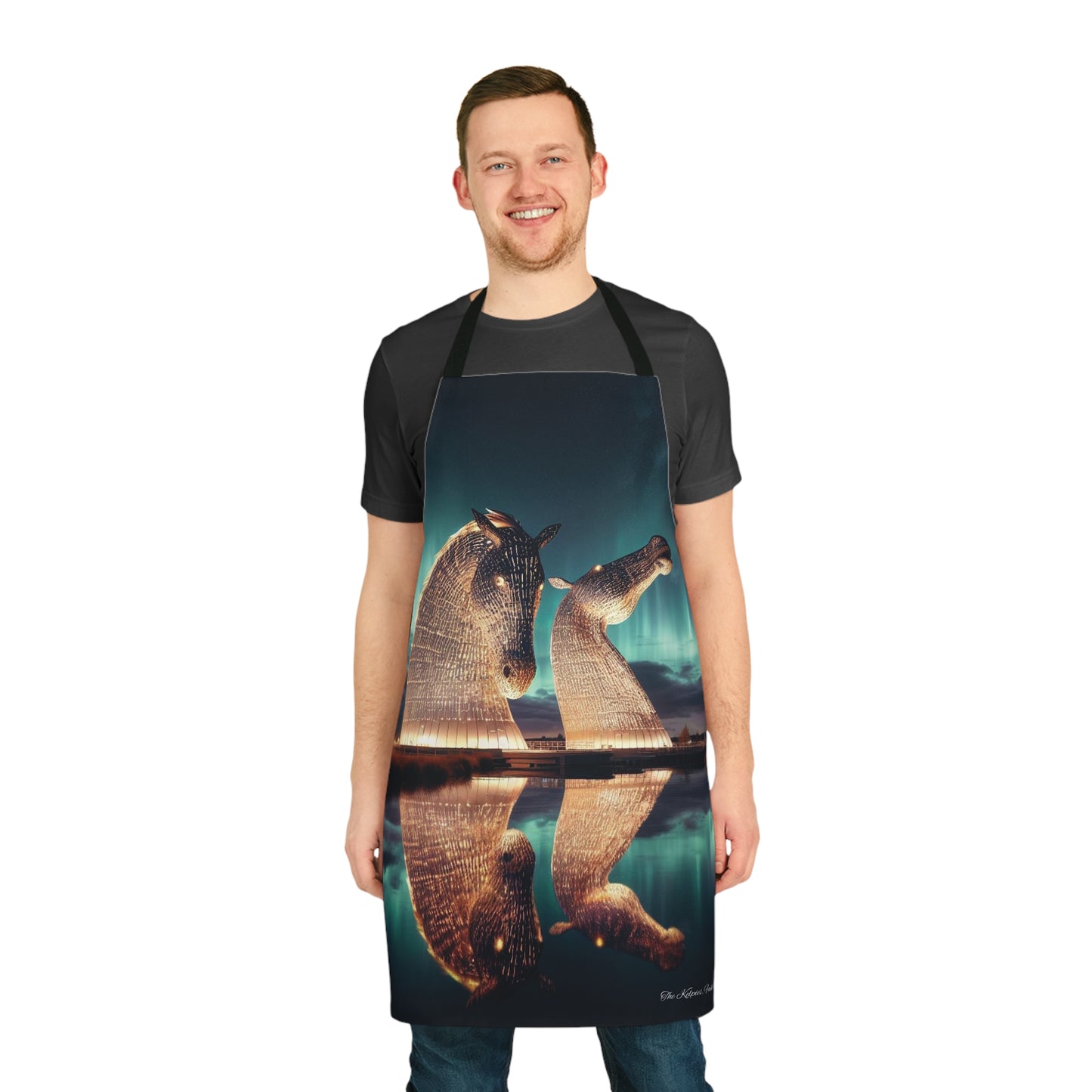 Kelpies Northern Lights Apron, Scottish Art, Scottish Landmarks, Scottish Nature, Cooking Apparel, Chef Accessory