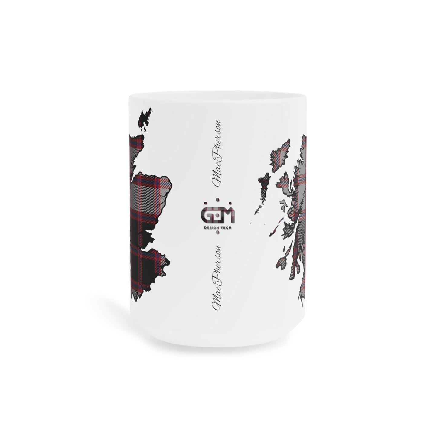 Scotland Tartan Map Mug - MacPherson Tartan, Various Sizes