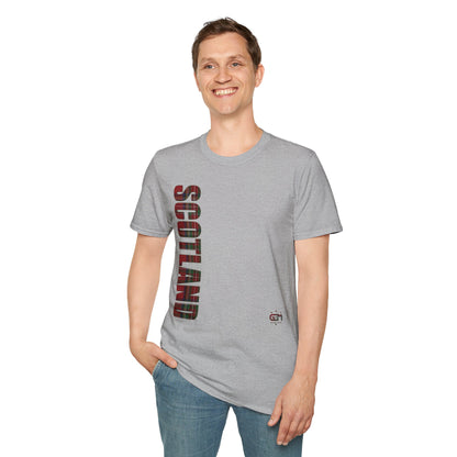 Tartan Scotland Lettering Softstyle Unisex T-Shirt, Stewart Royal Tartan Tee