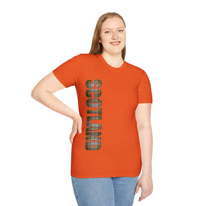 Scotland Lettering Buchanan Tartan Softstyle T-Shirt, Unisex Tee, Various Colours