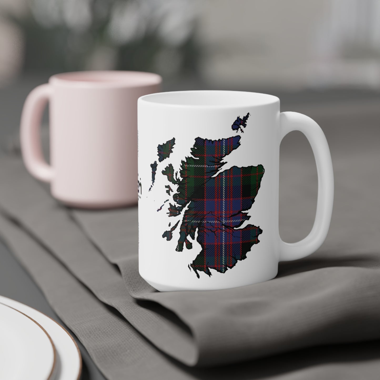 Scotland Tartan Map Mug - Rankin Tartan, Various Sizes