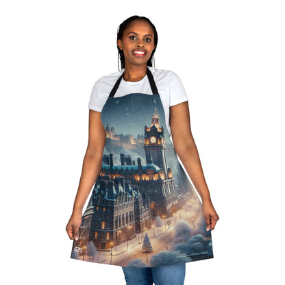 Edinburgh in Winter Apron, Scotland Apron, Scottish Art, Scotland Landmarks, Cooking Apparel, Chef Accessory, Edinburgh