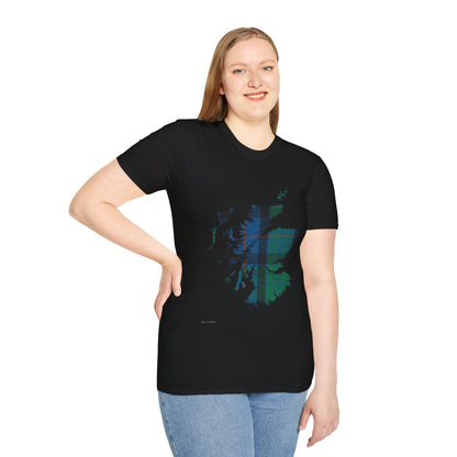 Scotland Tartan Map Softstyle Unisex T-Shirt - Flower of Scotland Tartan Tee