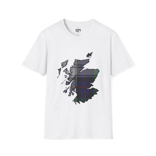 Scotland Tartan Map Softstyle Unisex T-Shirt - Argyle Dress Tartan Tee